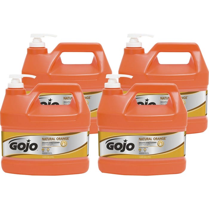Gojo Natural Orange Smooth Hand Cleaner, 1 Gallon, Light Citrus, Pack of 4