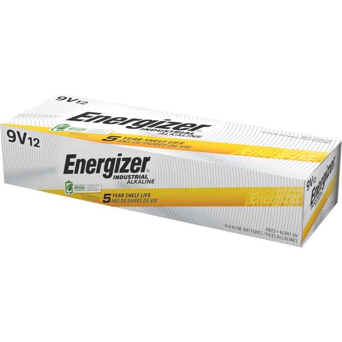 Energizer Industrial Alkaline 9V Batteries, Pack of 12
