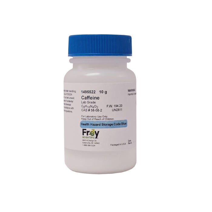 Frey Scientific Caffeine, White, Lab Grade, 10 Grams
