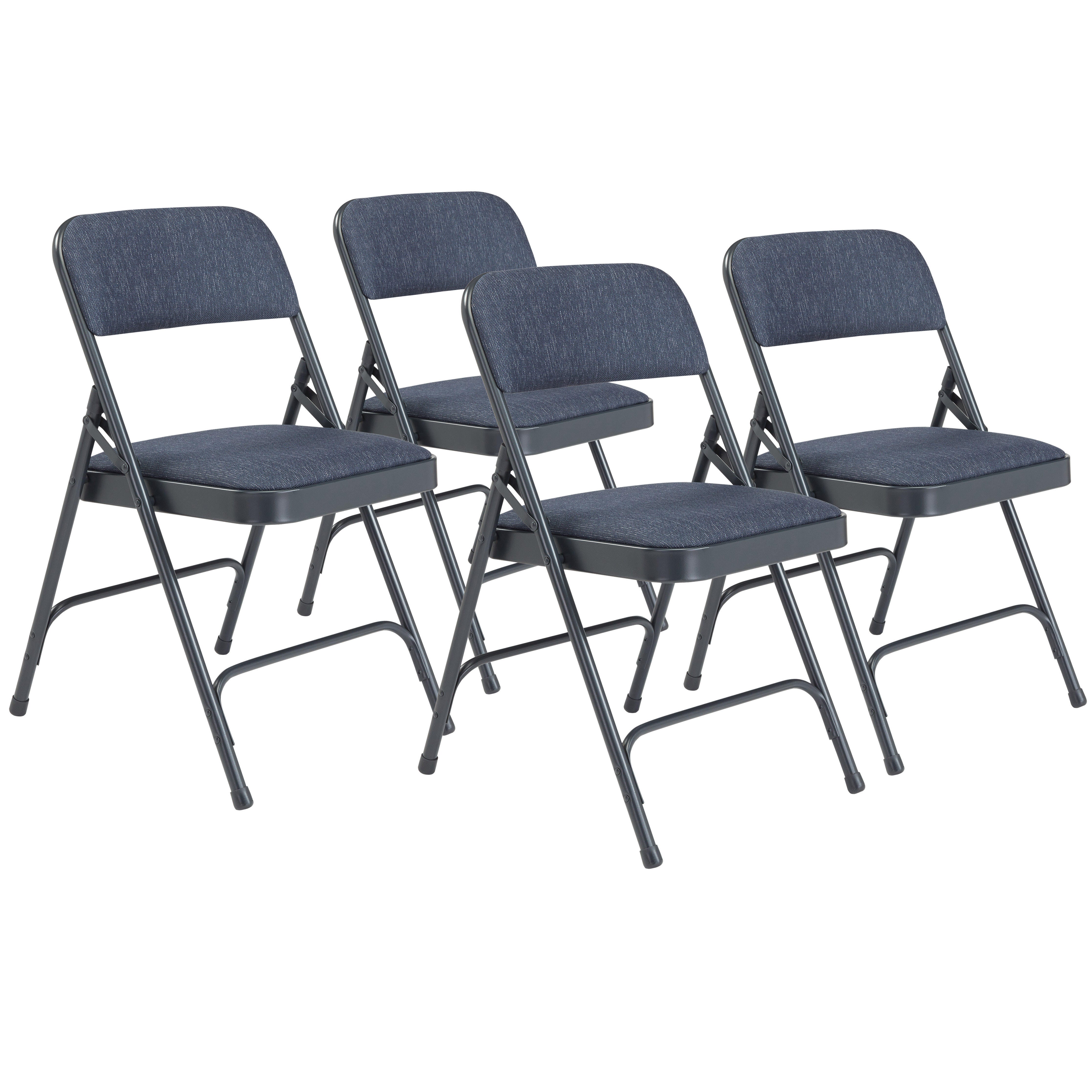 National Public Seating 2200 Premium Upholstered Folding Chair, Char-Blue Frame, Set of 4 2051328