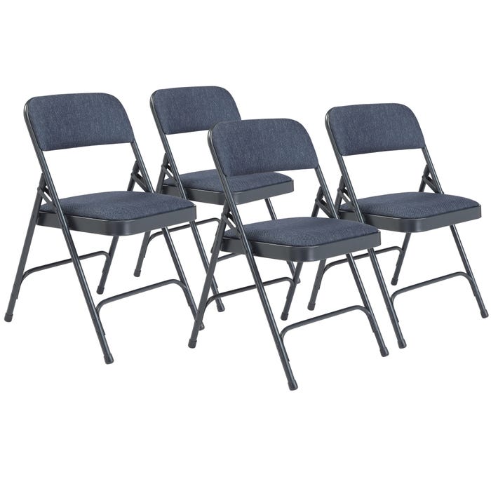 National Public Seating Premium Upholstered Folding Chair, 2200 Series, 17-3/4 Inch Seat Height, Imperial Blue Fabric, Char-Blue