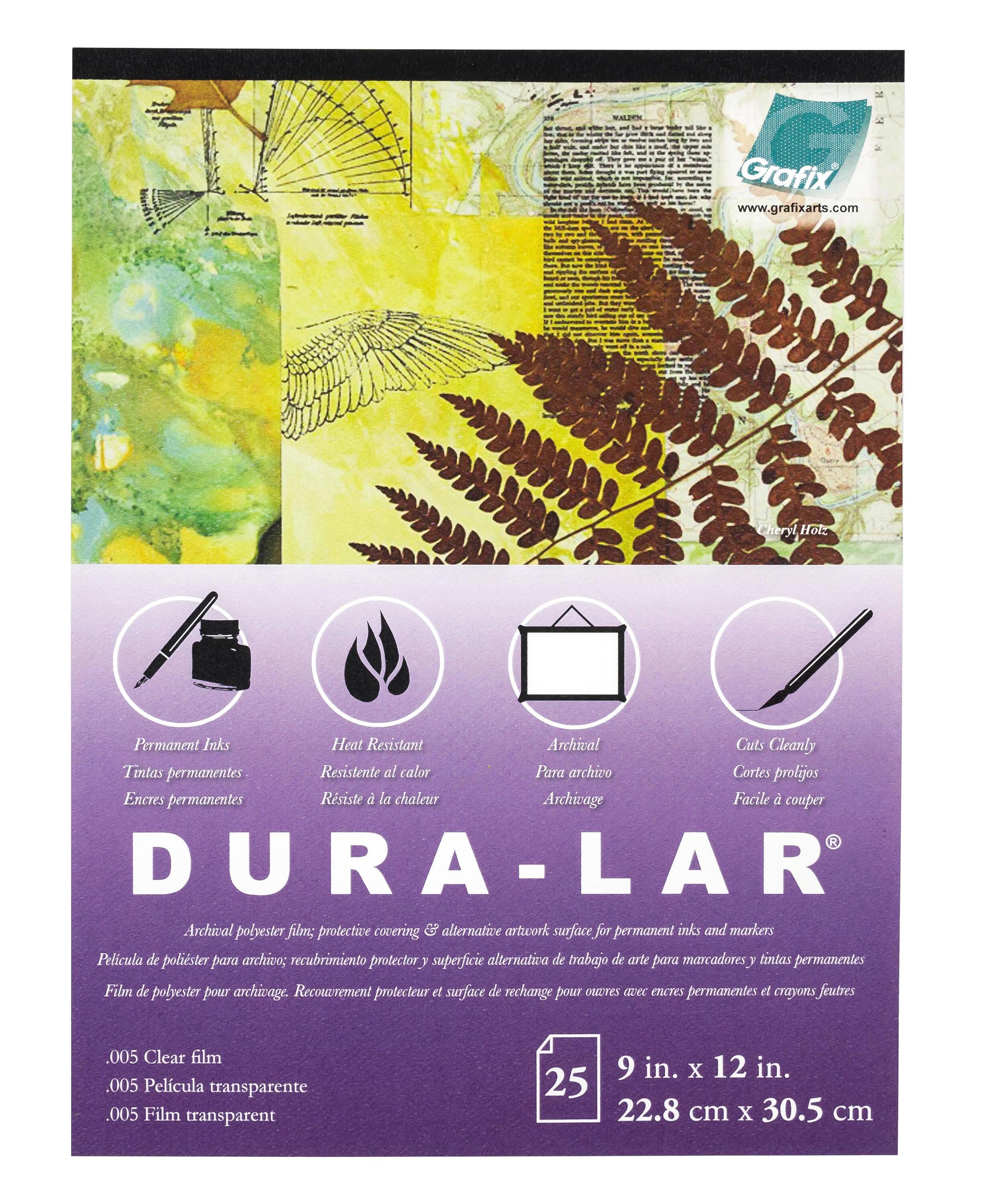 Grafix Dura-Lar Clear Film, 9 x 12 Inches, 0.005 Inch Thickness, 25 Sheets, Item Number 2105215