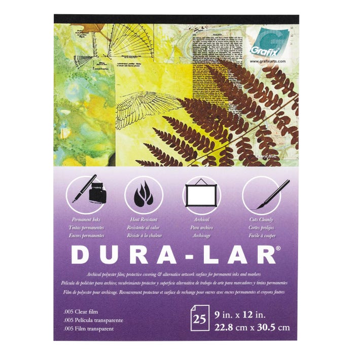 Grafix Dura-Lar Transparent Film, 9 x 12 Inches, 0.005 Inch Thickness, 25 Sheets