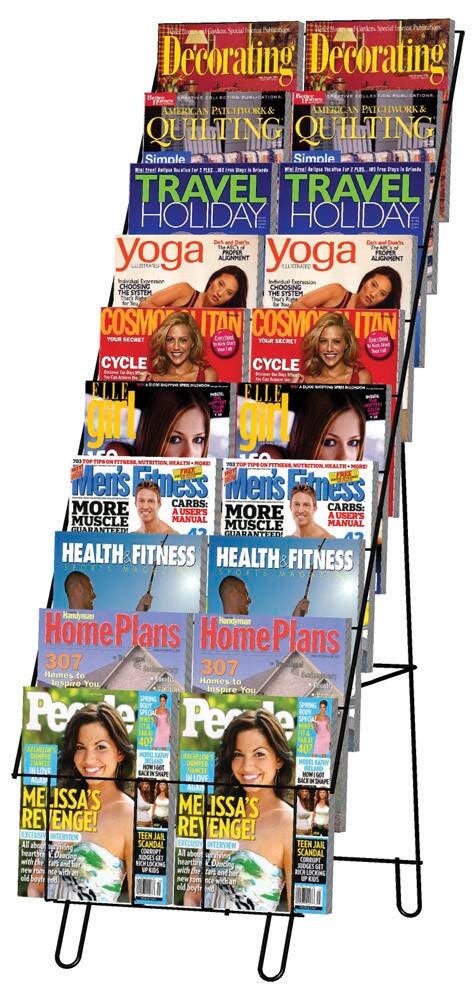 R-Wireworks 20-Pocket Magazine Rack/Easel, 17-1/2 x 25 x 53 Inches, Black, Item Number 1467846