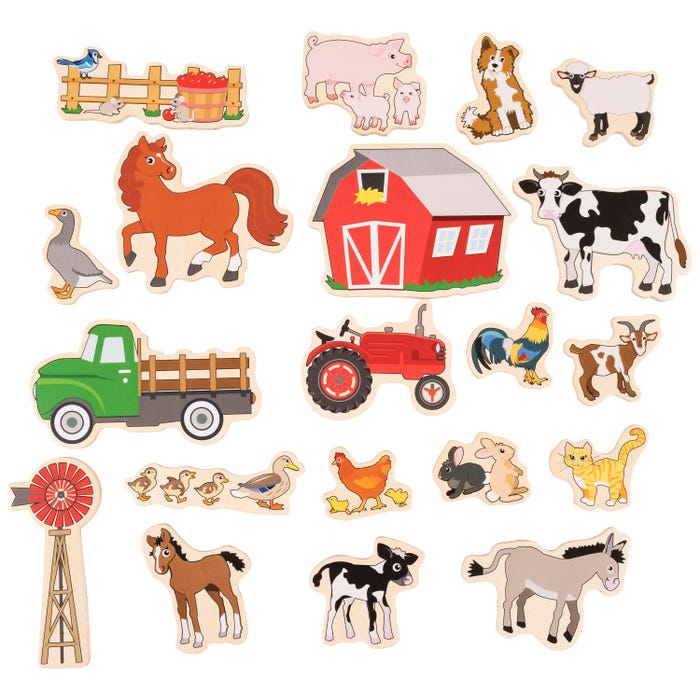 Spark & Wow Farm Wooden Magnets, 20 Pieces