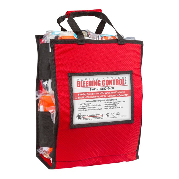 North American Rescue Public Access Bleeding Control Pack, 8 Individual Vacuum Packed Bags, Basic