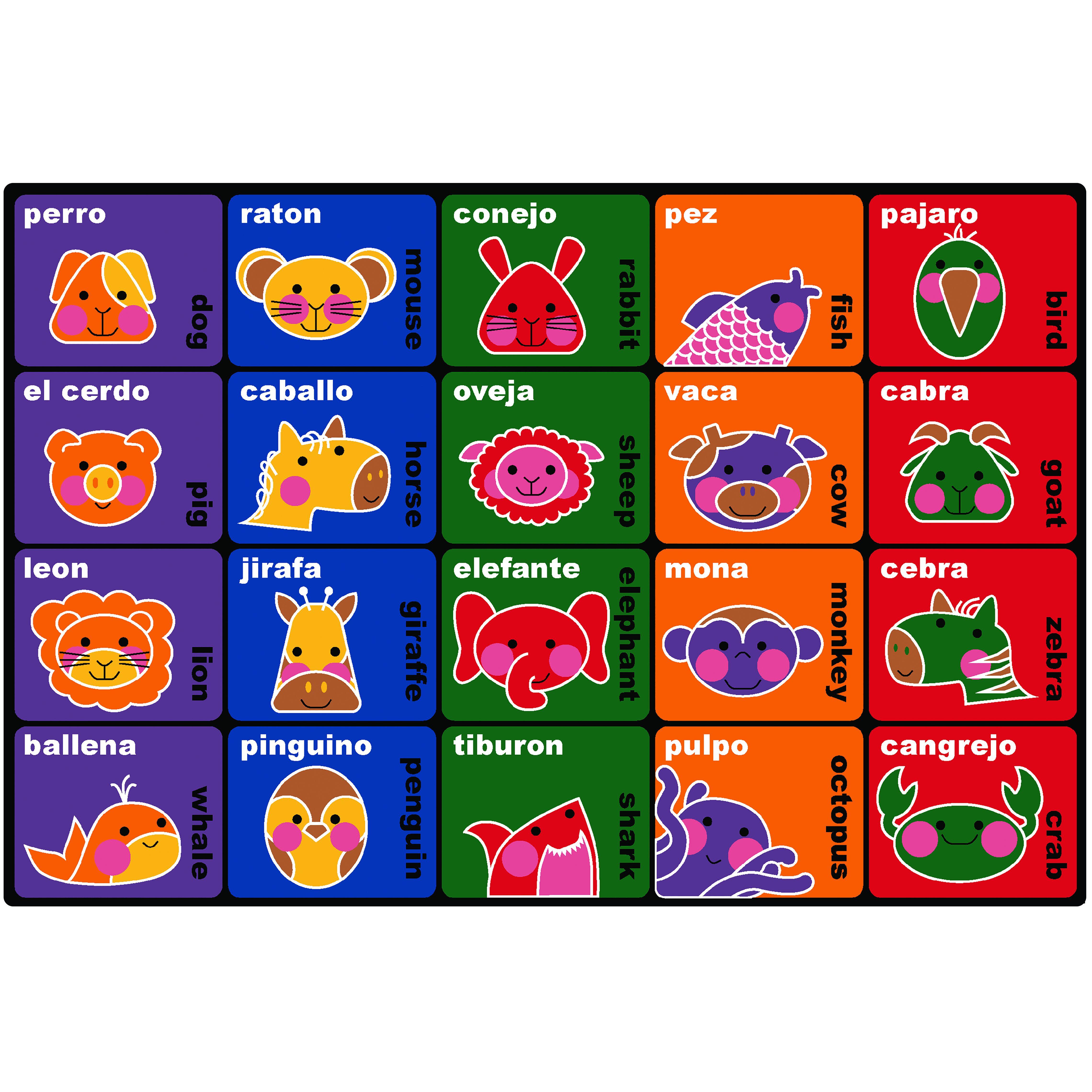 Carpets for Kids Premium Bilingual Animals Seating, Rectangle