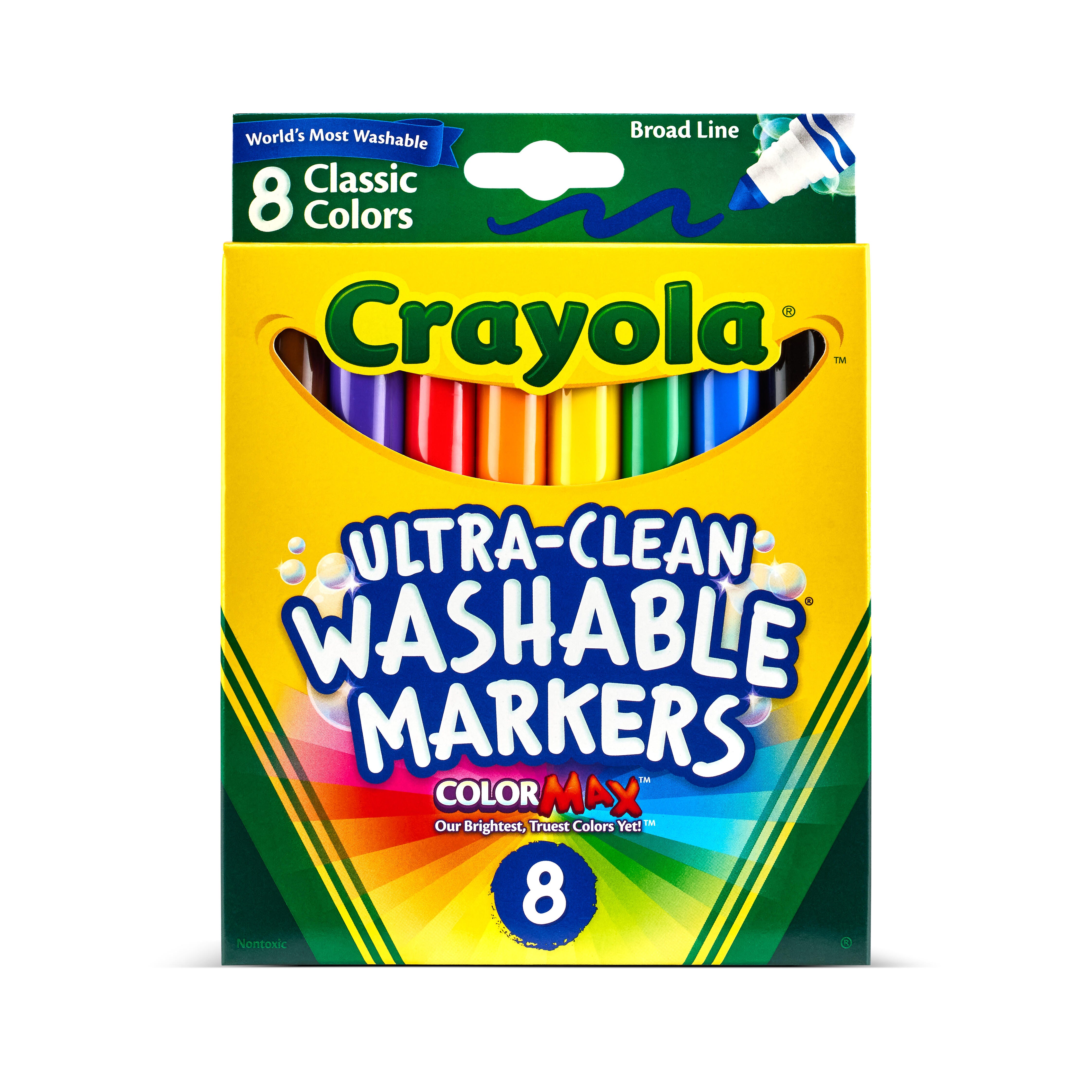 Image for Crayola Ultra-Clean Washable Markers, Broad Line, Assorted Classic Colors, Set of 8 from School Specialty