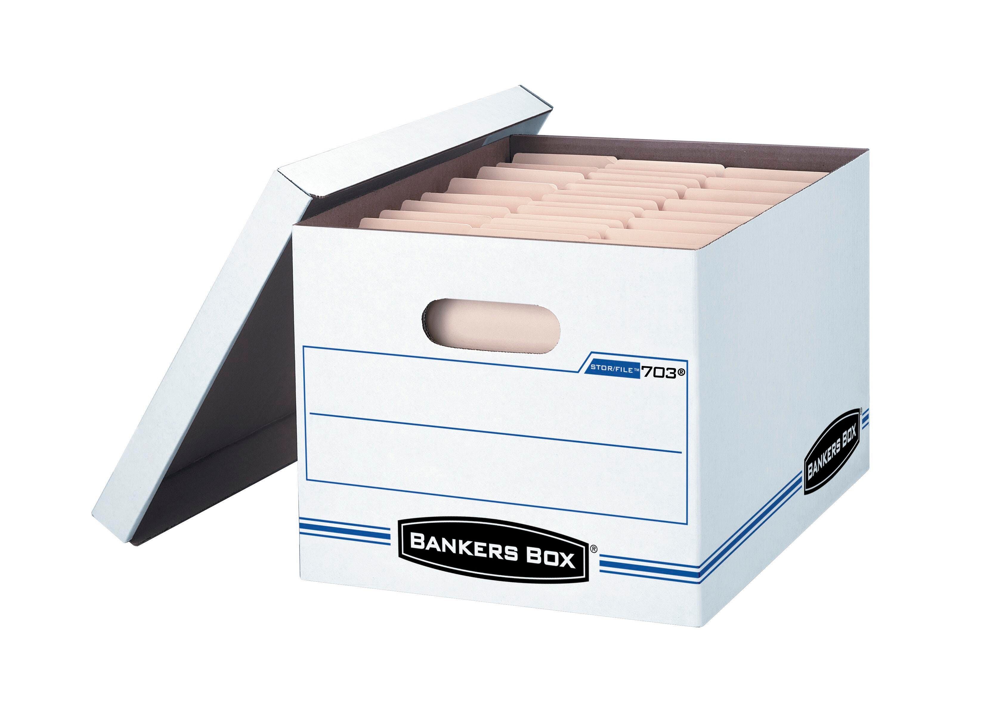 Bankers Box Stor/File Basic-Duty File Storage Box, 10 x 12 x 15 Inches, White/Blue, Pack of 12, Item Number 1351378