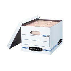 Bankers Box Stor/File Basic-Duty File Storage Box, 10 x 12 x 15 Inches, White/Blue, Pack of 12, Item Number 1351378