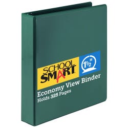 School Smart Polypropylene Round Ring View Binder, 1-1/2 Inches, Green 2138584