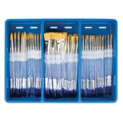 Royal & Langnickel Soft Grip Golden Taklon Brush Assorted Classroom Pack, Pack of 72 402422