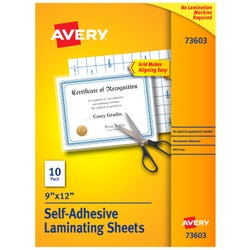 Avery Laminate Sheets, 9 x 12 in, Pack of 10
