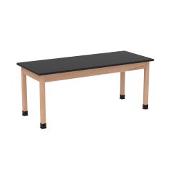 Diversified Woodcrafts Plain Apron Science Table with Boots, 72 x 30 x 30 Inches, Epoxy Resin Top, Oak, Black 1306785
