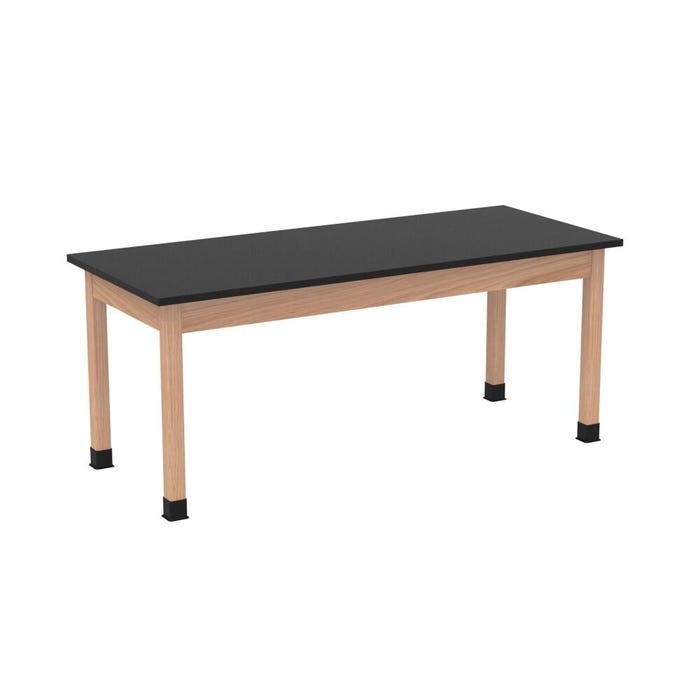 Diversified Woodcrafts Plain Apron Science Table with Boots, 72 x 30 x 30 Inches, Epoxy Resin Top, Oak, Black