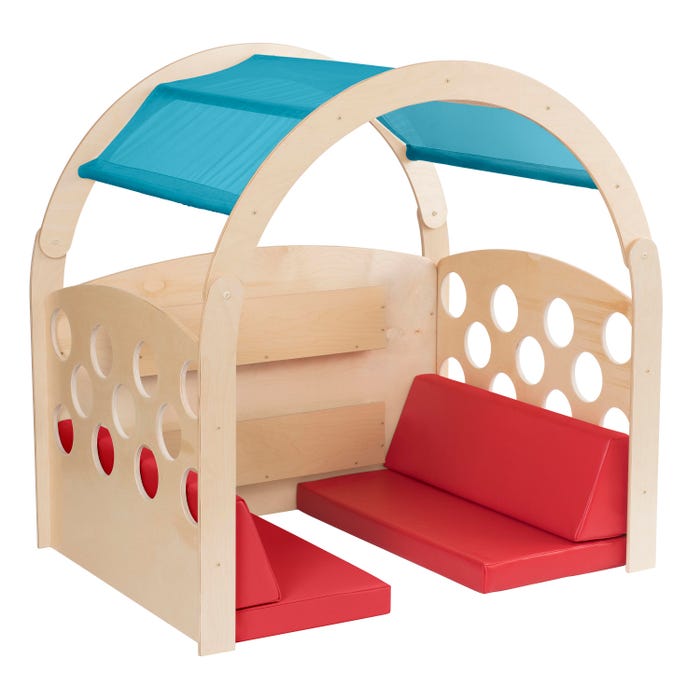 Childcraft Reading Nook, Green/Blue Canopy with Red Cushions, 49-1/2 x 37 x 50 Inches