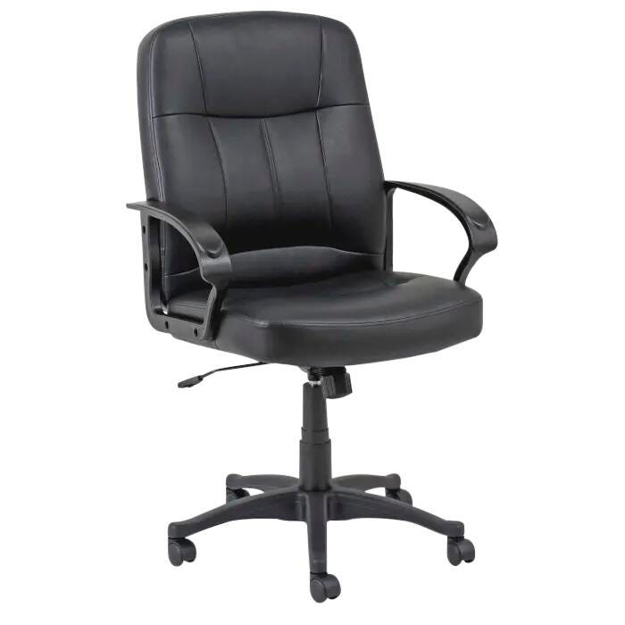 Classroom Select Deluxe Leather Office Chair, Black, 26 x 28 x 42-1/2 Inches