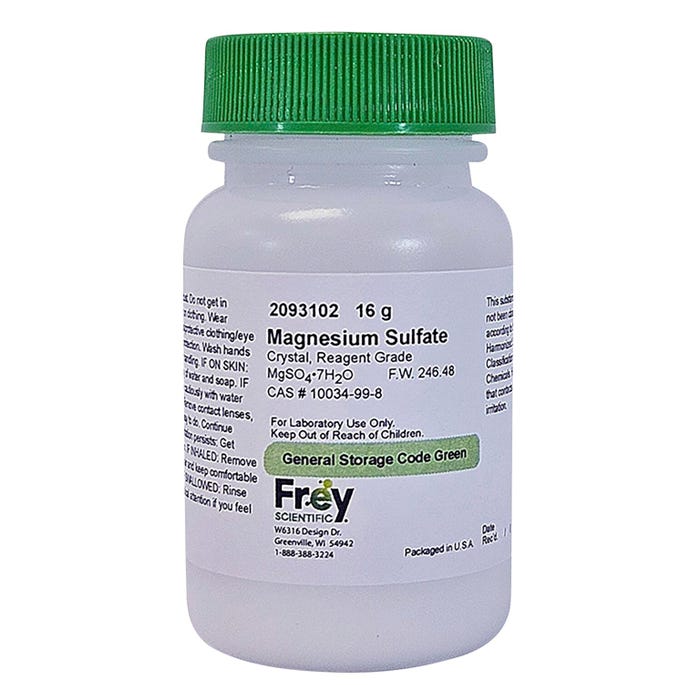 Frey Scientific Magnesium Sulfate, Reagent Grade, 16 Grams