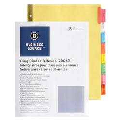 Business Source Insertable Tab Indexes, 8 Tab, Buff Paper, Multi-Color Tabs