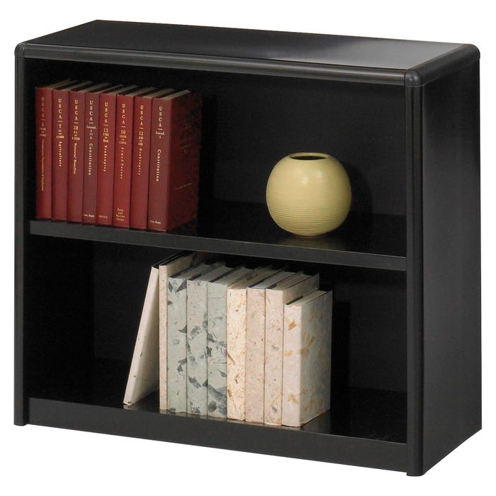 Safco ValueMate Bookcase, 2 Shelves, 31-3/4 x 13-1/2 x 28 Inches, Metal, Black