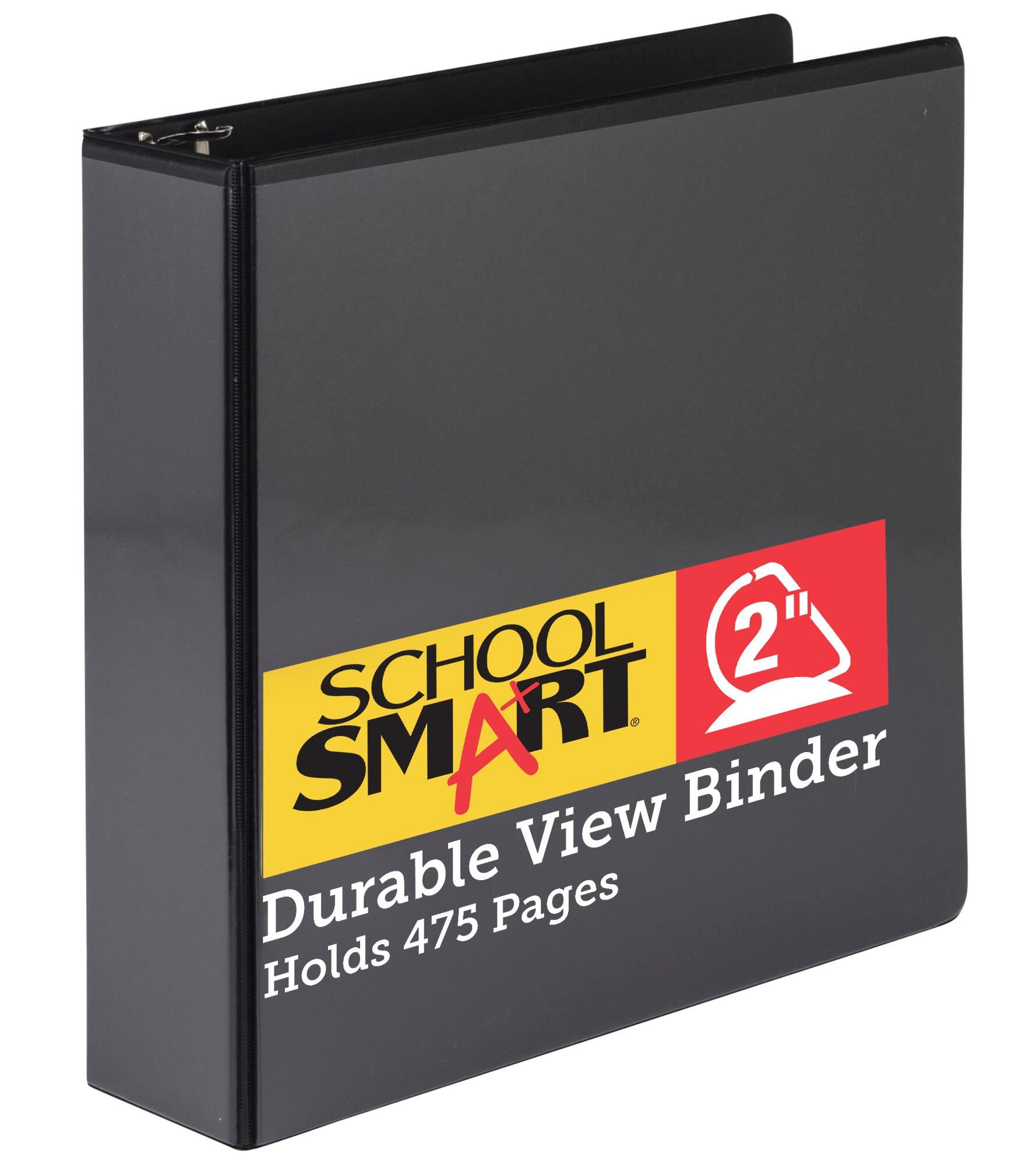 School Smart Durable Polypropylene D-Ring View Binder, 2 Inches, Black 2006480