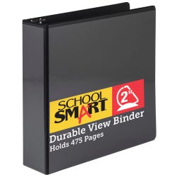 School Smart Durable Polypropylene D-Ring View Binder, 2 Inches, Black