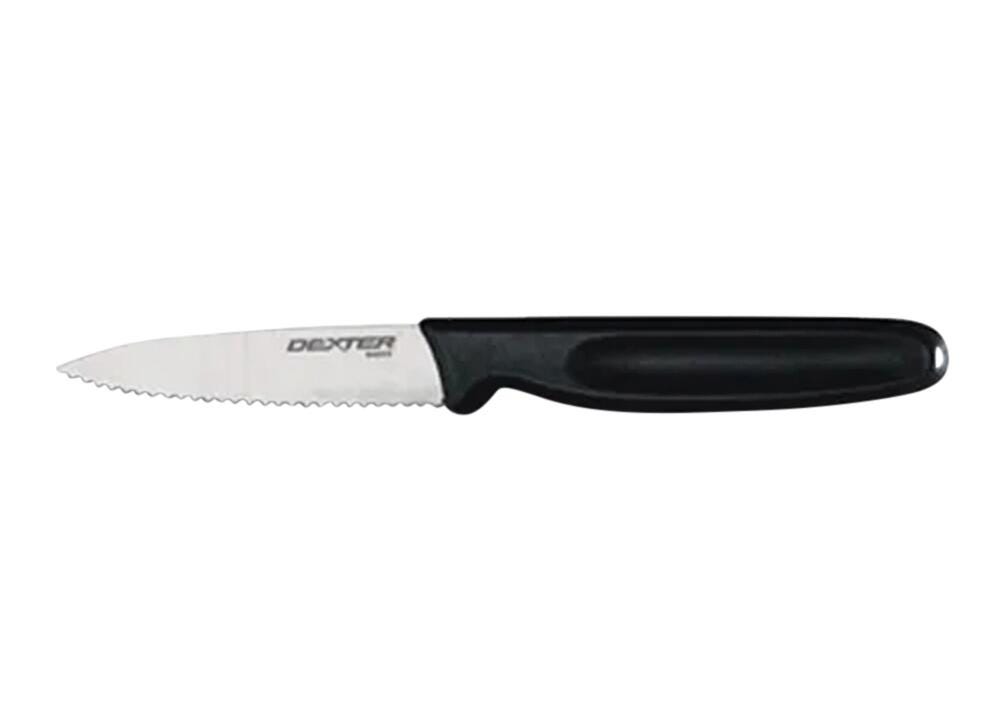 Dexter Paring Knife, Carbon Steel Blade, 3-1/4 Inches, Black Handle