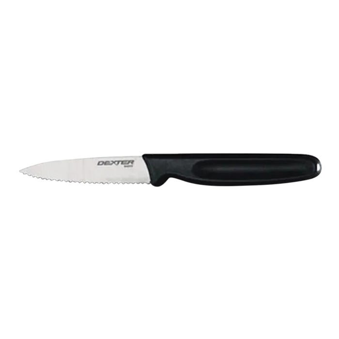 Dexter Paring Knife, Carbon Steel Blade, 3-1/4 Inches, Black Handle