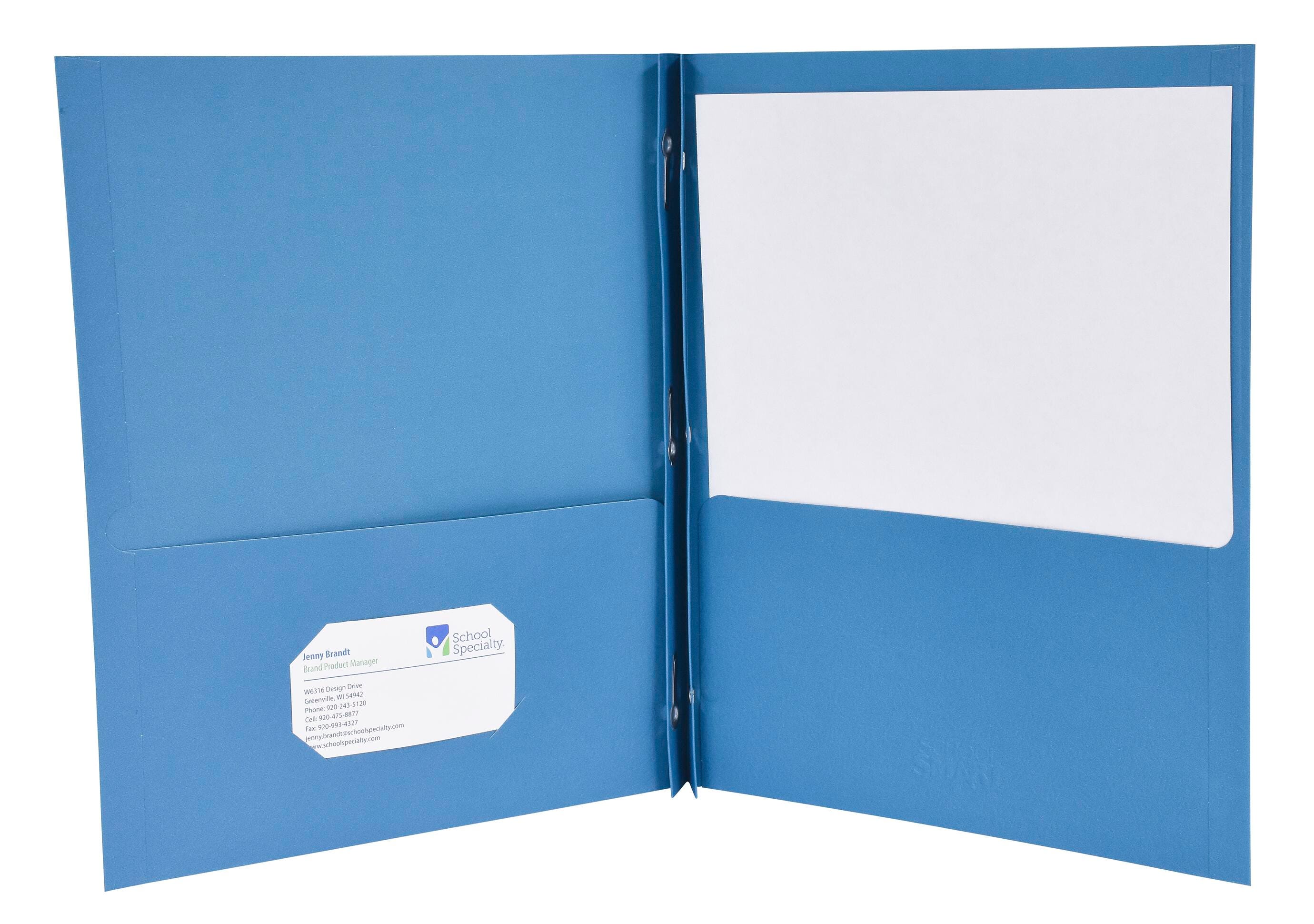 Image for School Smart 2-Pocket Folders with Fasteners, Light Blue, Pack of 25 from School Specialty