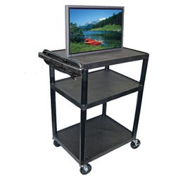 Luxor H Wilson LP AV Table with Electrical Assembly, 32 in W X 24 in D X 40 in H, Black 623508