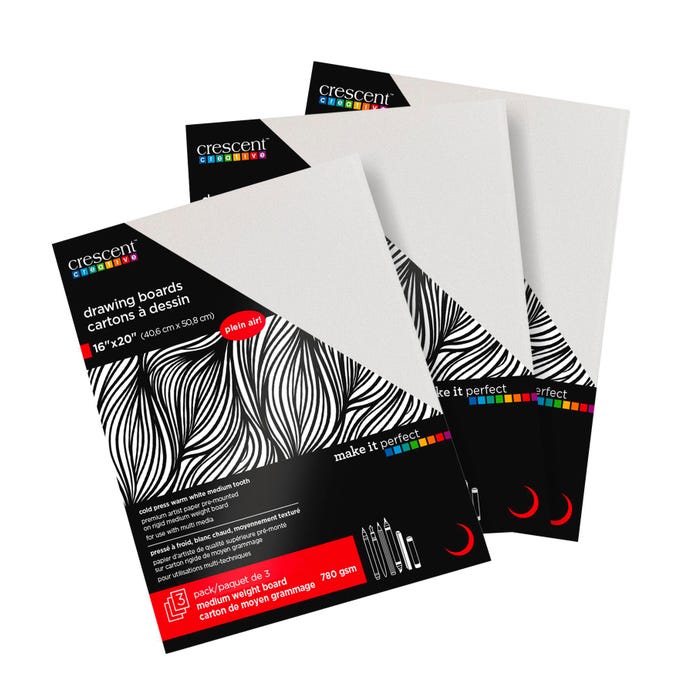 Crescent Multi Purpose Drawing Boards, 16 x 20 Inches, Warm White, Pack of 3