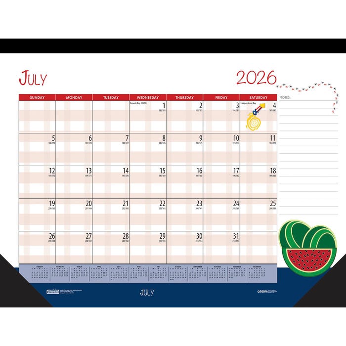 House of Doolittle Seasonal Academic Desk Pad Calendar, July 2026 to June 2027, Recycled, 22 x 17 Inches