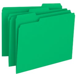 Smead File Folder, Letter Size, 1/3 Cut Tabs, Green, Pack of 100