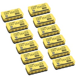 School Smart Magnetic Dry-Erase Erasers, Pack of 12