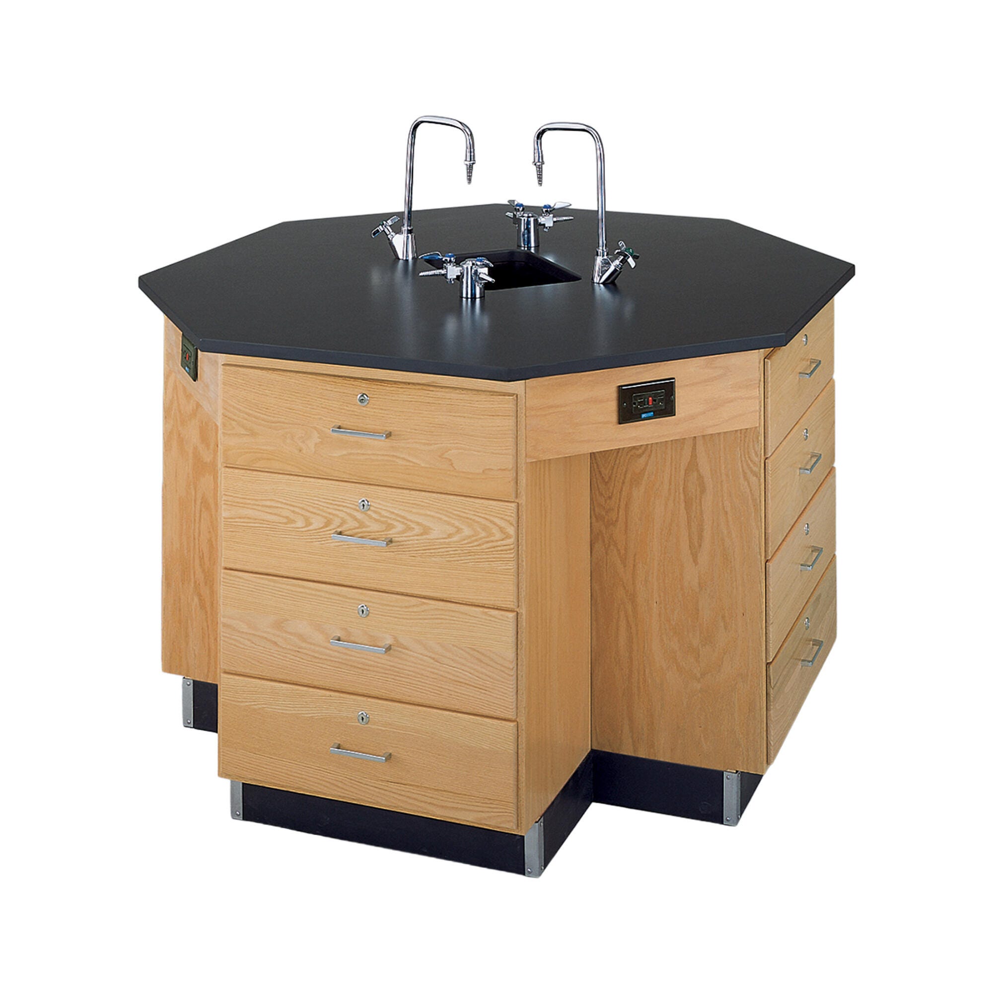 Image for Diversified Woodcrafts Octagon Workstation with Sink and Drawer Base, 54 Inches Wide, Epoxy Resin Top from School Specialty