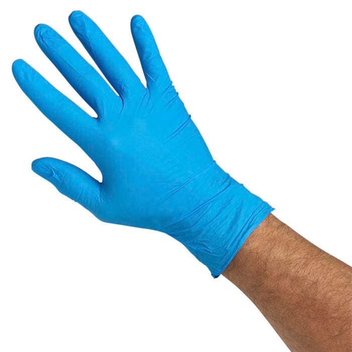 Latex-Free Econo-Blue Nitrile Gloves, Large, Pack of 100