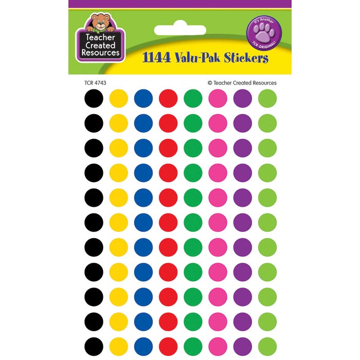 Teacher Created Resources Valu-Pack Mini Stickers, Colorful Circles, Set of 1144