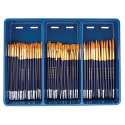 Royal & Langnickel Waterproof Standard Golden Taklon Hardwood Handle Paint Brush Combo Pack, Assorted Size, Blue, Set of 144