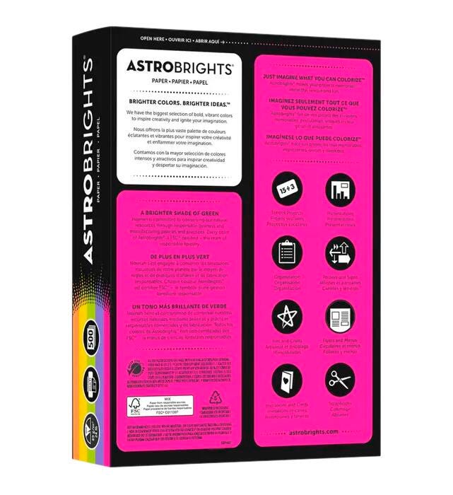 Colored Copy Paper, Item Number 077429