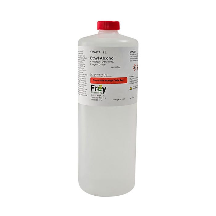 Frey Scientific Ethyl Alcohol, Anhydrous, Denatured, Reagent Grade, 1L