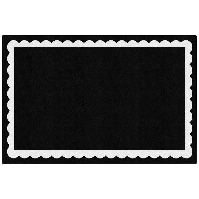 Flagship Carpets Black, White and Stylish Brights Black and White Scallop Border Carpet, Rectangle