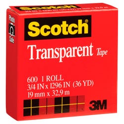 Scotch 600 Transparent Tape, 0.75 x 1296 Inches, Glossy 040536