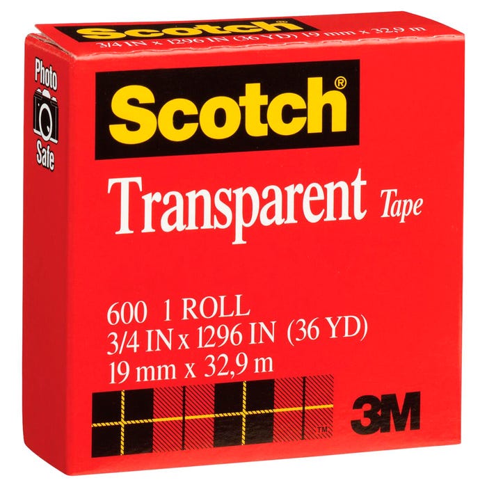 Scotch 600 Transparent Tape, 0.75 x 1296 Inches, Glossy