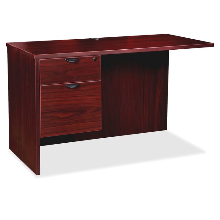 Lorell Prominence Laminate Return Desk, 3/4 Left Pedestal, 42 x 24 x 29 Inches, Mahogany