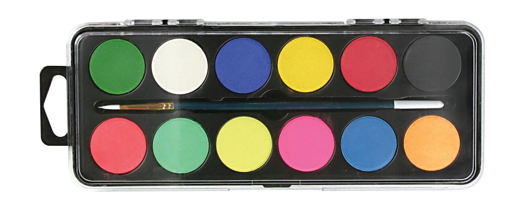 Jack Richeson Combination Non-Toxic Watercolor Paint, 8 oz Plastic Case, 12 Assorted Opaque Colors, Item Number 409326