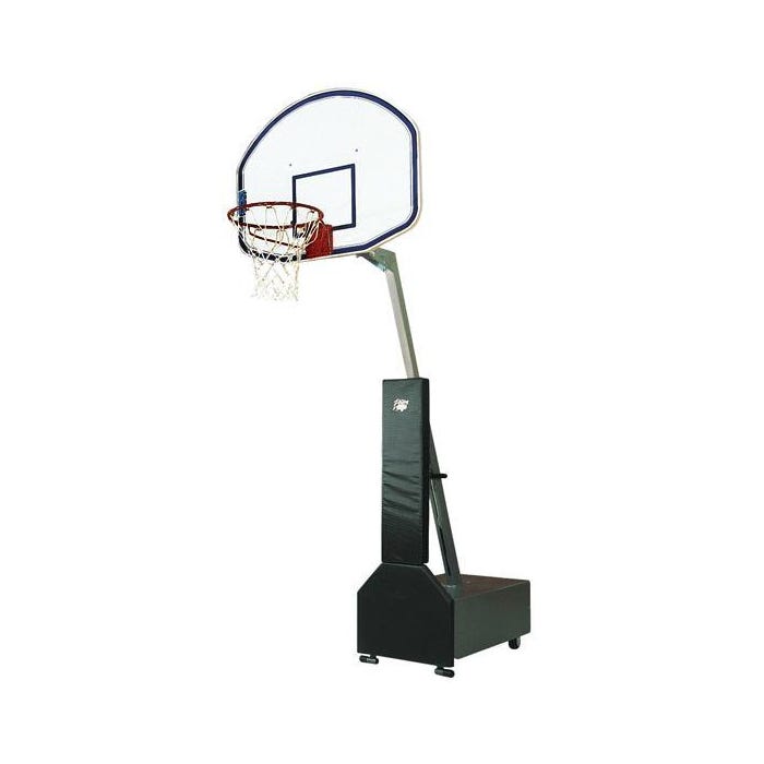 Bison Club Court Portable Basketball System, 48 x 36 Inch Fan Shaped Graphite Backboard, Black