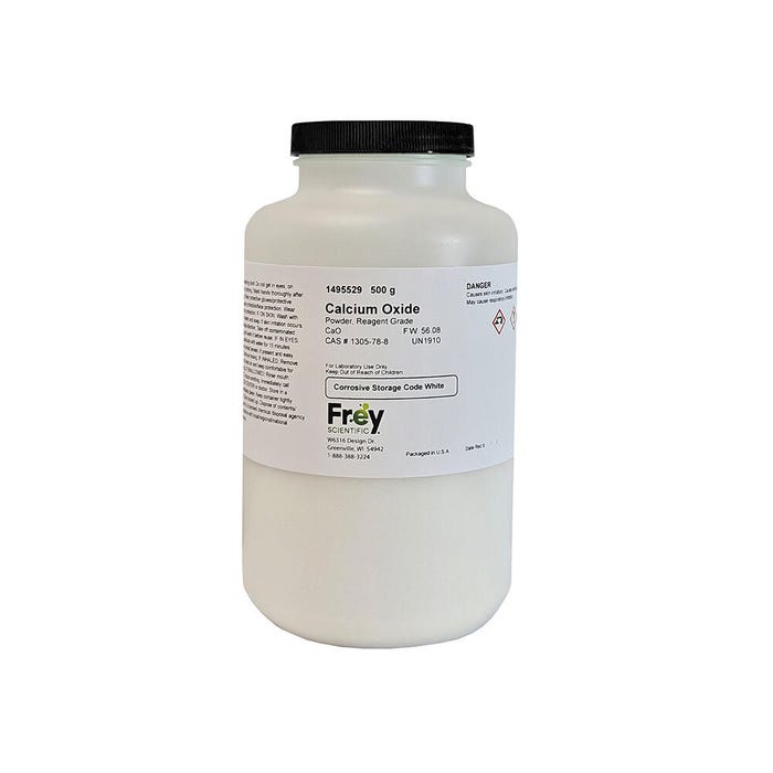 Frey Scientific Calcium Oxide, Grayish White Powder, Reagent Grade, 500 Grams