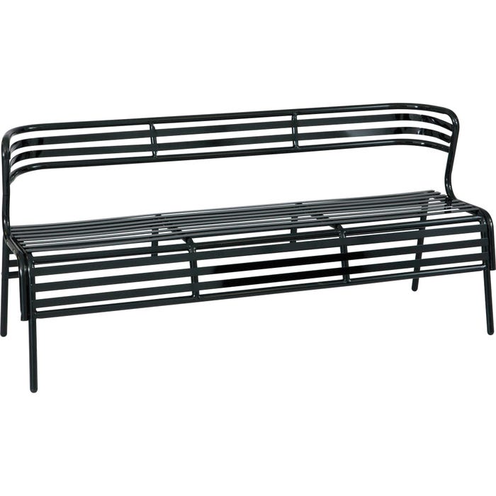 Safco CoGo Indoor/Outdoor Steel Bench with Back, 60 x 25 x 30 Inches, Black