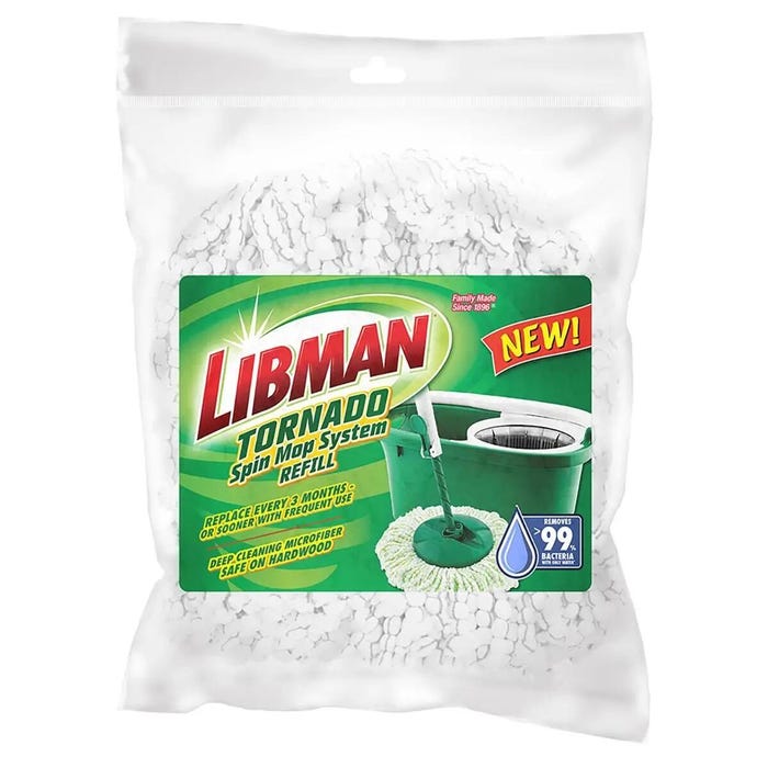 Libman Tornado Spin Mop Head Refills, Pack of 4