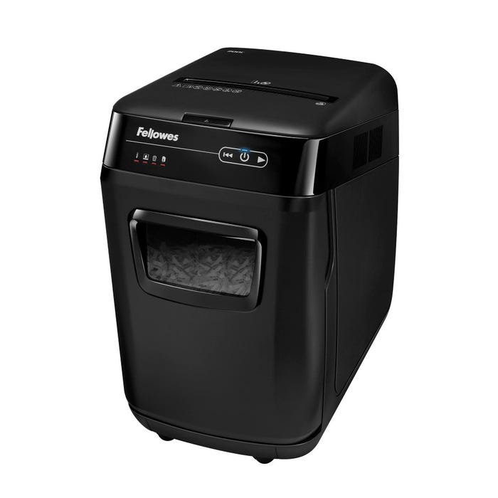 Fellowes AutoMax 200C Cross-Cut Shredder, 13-5/8 x 20 x 22-3/16 in, 8-1/2 gal, Black